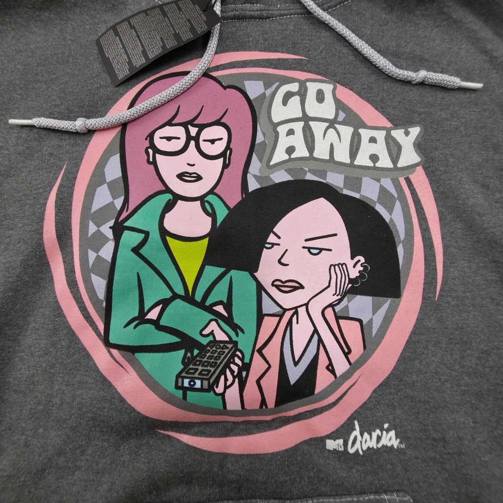 Groovie Daria MTV, Go Away! Hoodie Sz Small, Chest Measurement 40" NEW w Tag